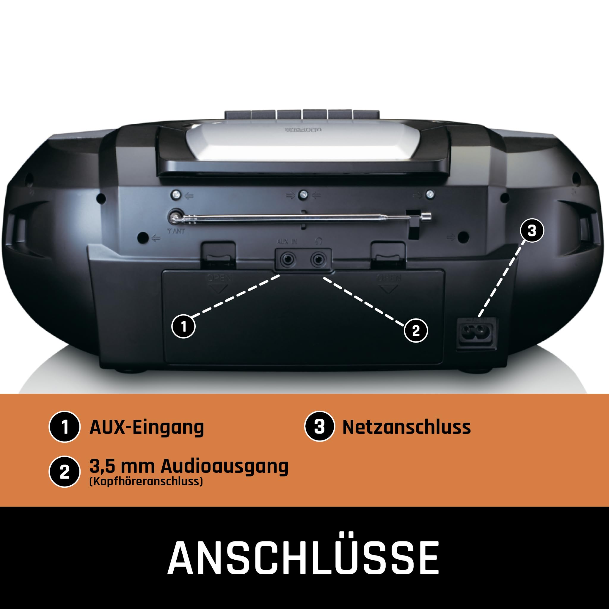Lenco SCD-720SI - Radio CD Player - CD Player Kinder | SCD-720 - DAB+ - Bluetooth 5.0 - CD/MP3-Player - Kassettendeck - FM - USB - 2 x 6 Watt RMS