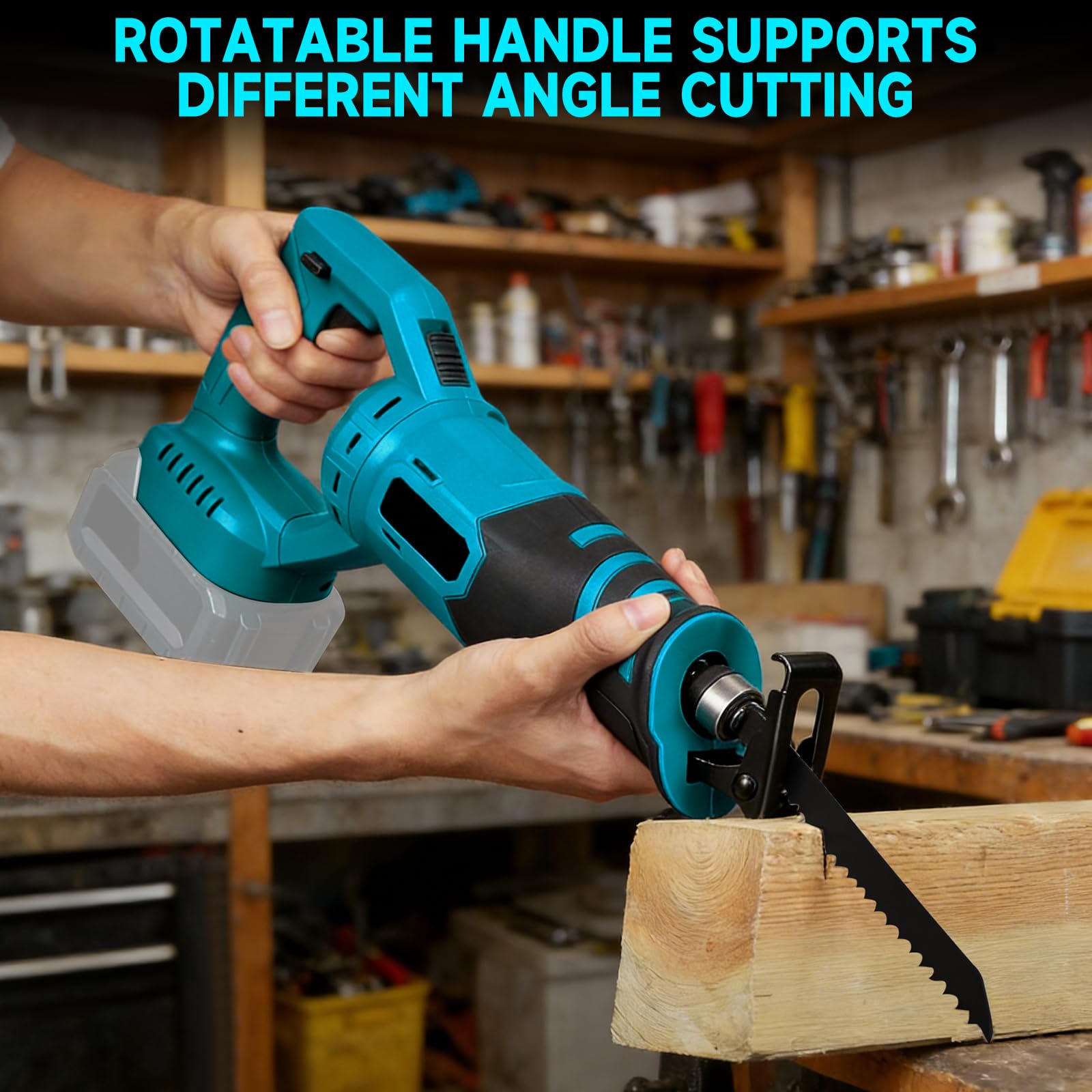 Scie à Os Portable Sans Fil, Moteur Sans Balais, Compatible avec Makita, Scie à Os De Boucher Professionnelle Electrique, Poignée rotative à 180°, pour Viande Porc Poisson(Sans Batterie)