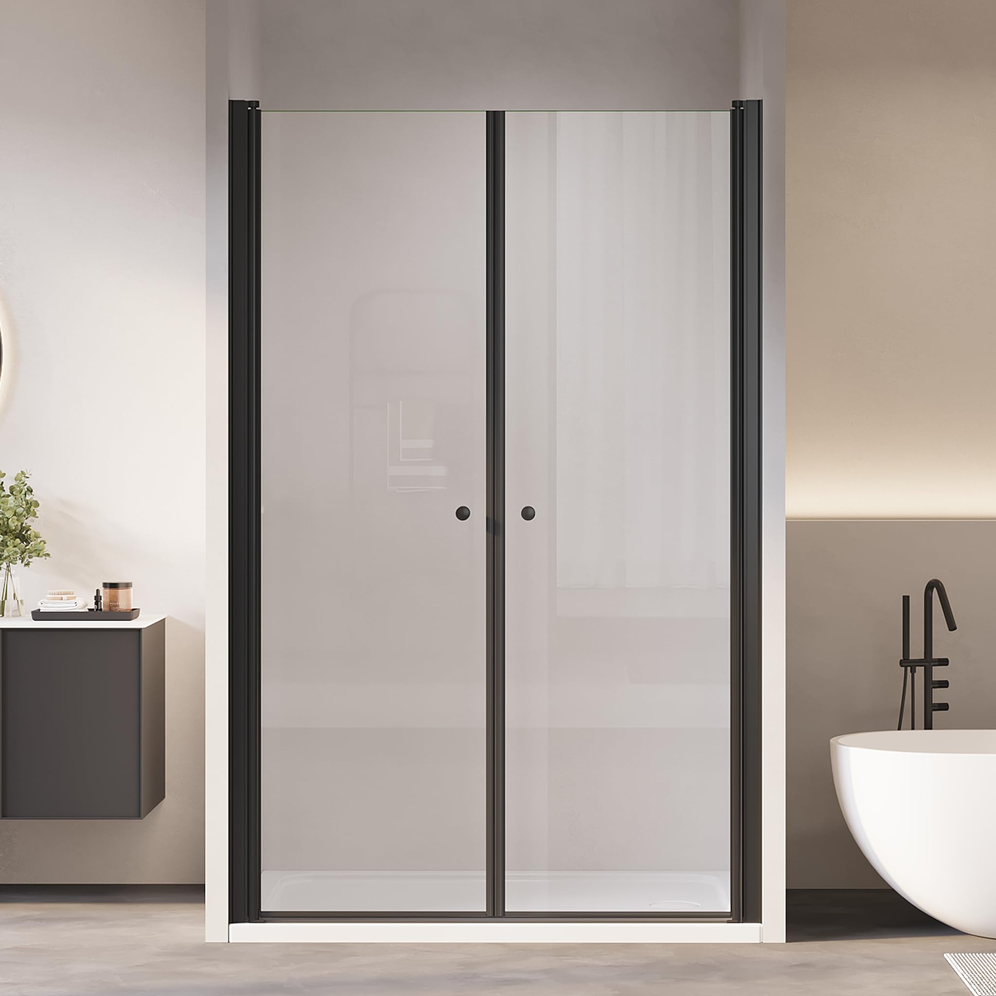 Duschtür Nische 90cm Pendeltür Schwingtür Dusche Schwarz, Höhe 185cm