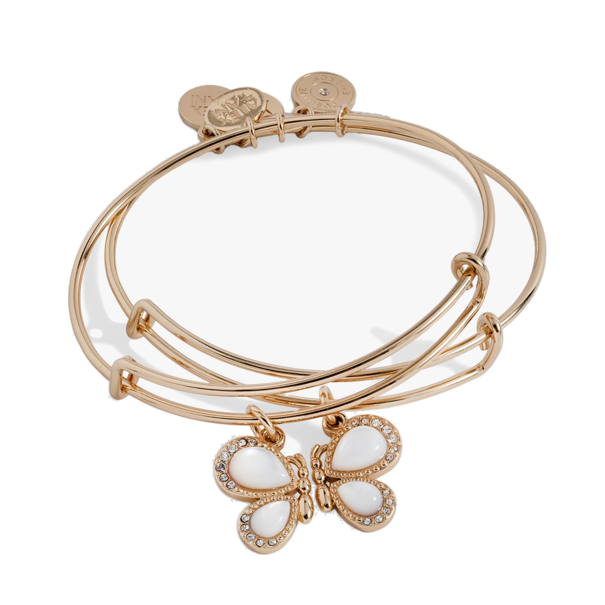 Alex and Ani Butterfly Mother of Pearl Huggie Hoop Earrings