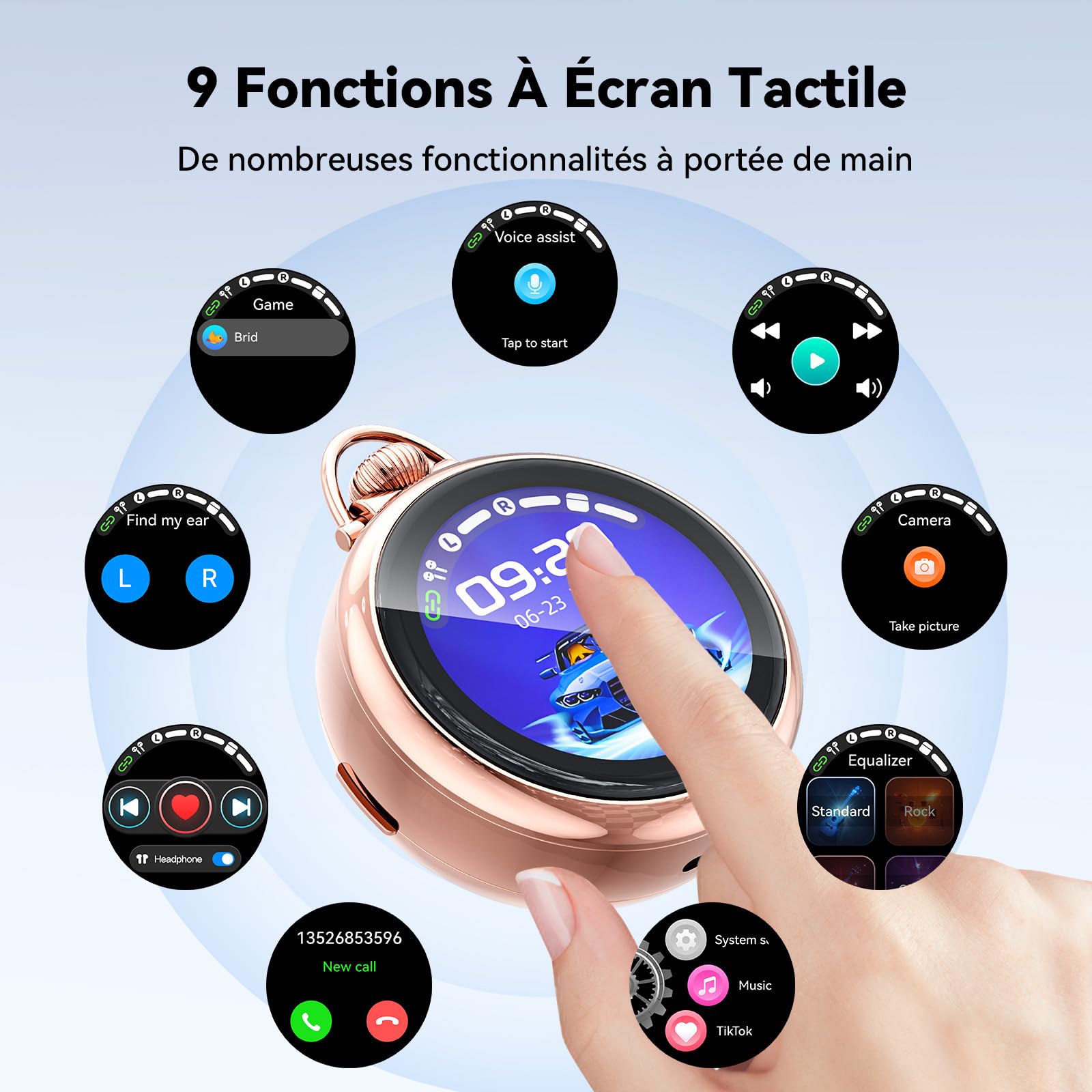 NE71 Ecouteur Traducteur Instantané, AI Écouteur Traducteur avec 165 Langues, 9 Modes de Traductio,Ecouteur Bluetooth 6.0Casque pour Voyage, Réunion, Étude (Rose)