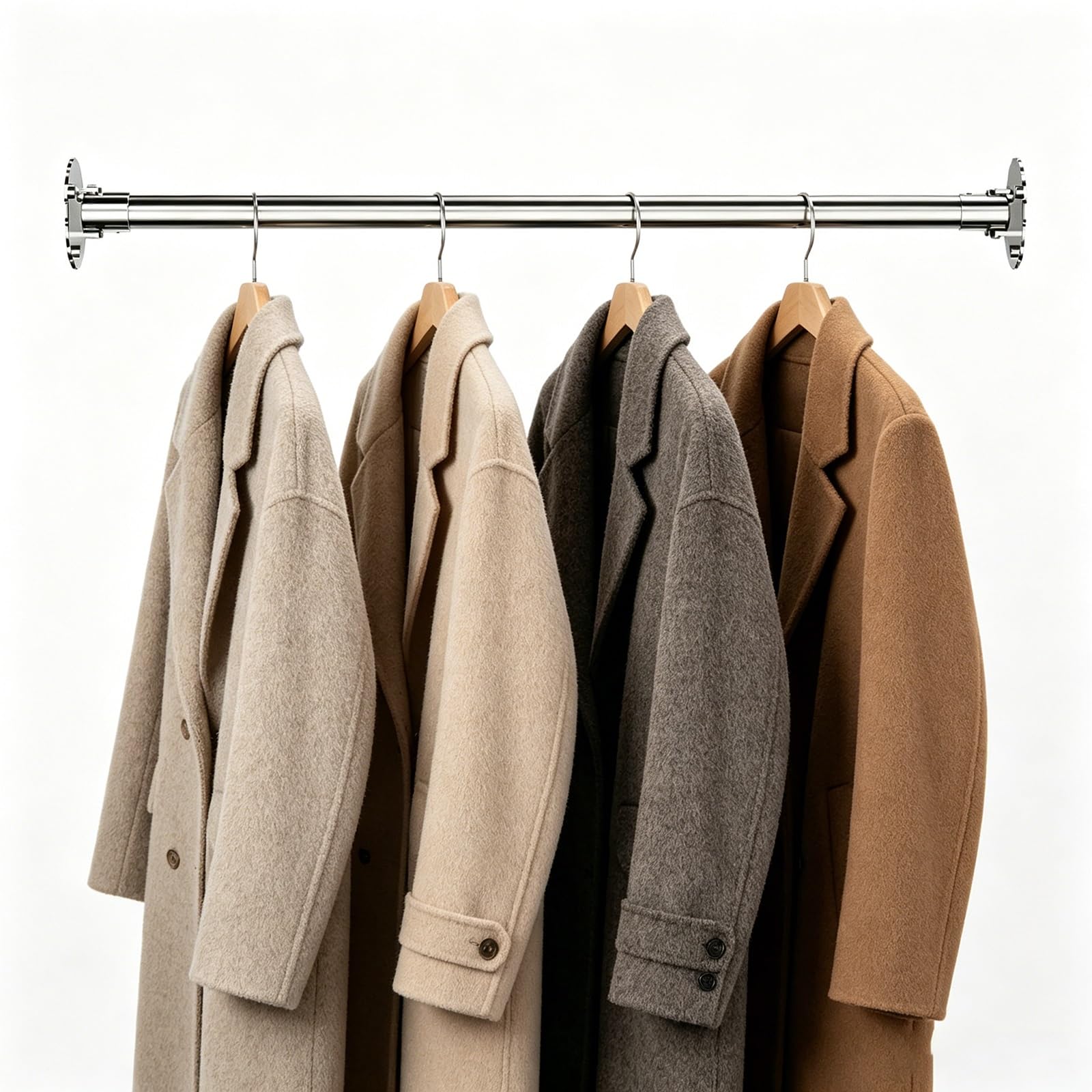 CHZFFD wardrobe rails and fittings Extendable Long Closet Rod, Home Hotel Dormitory Garment Bar Clothes Rail, Space-Saving Garderobe Pole for Hanging Coats/Skirts/Shirts(Silver,75-115cm(2.5-3.8ft))