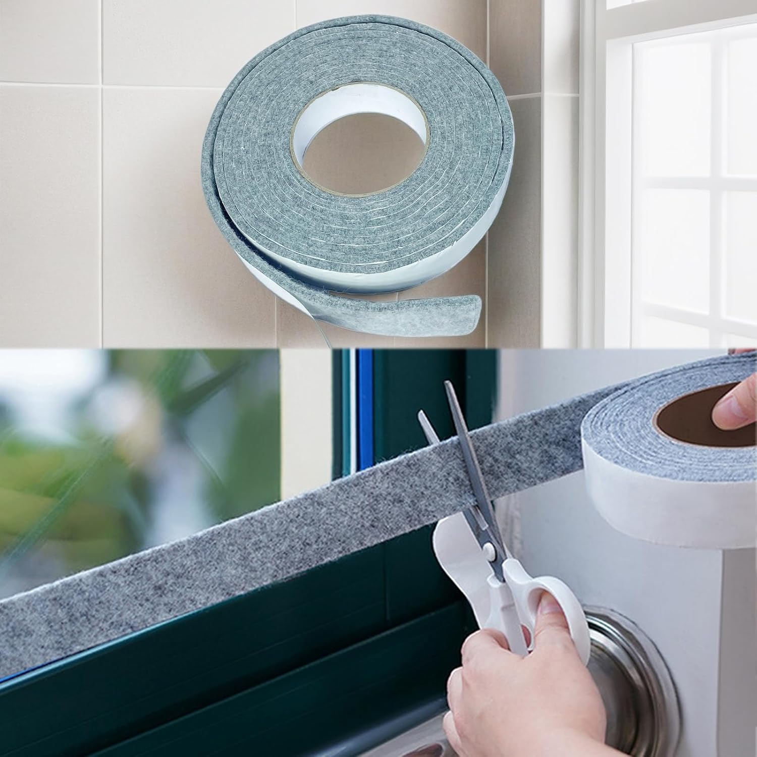 4 Rolls Window Condensation Absorber Strip, Self-Adhesive Tape to Prevent Moisture and Drips, Reusable Condensation Prevention Absorber for Windows 1.2 in x 13.1Ft per Roll