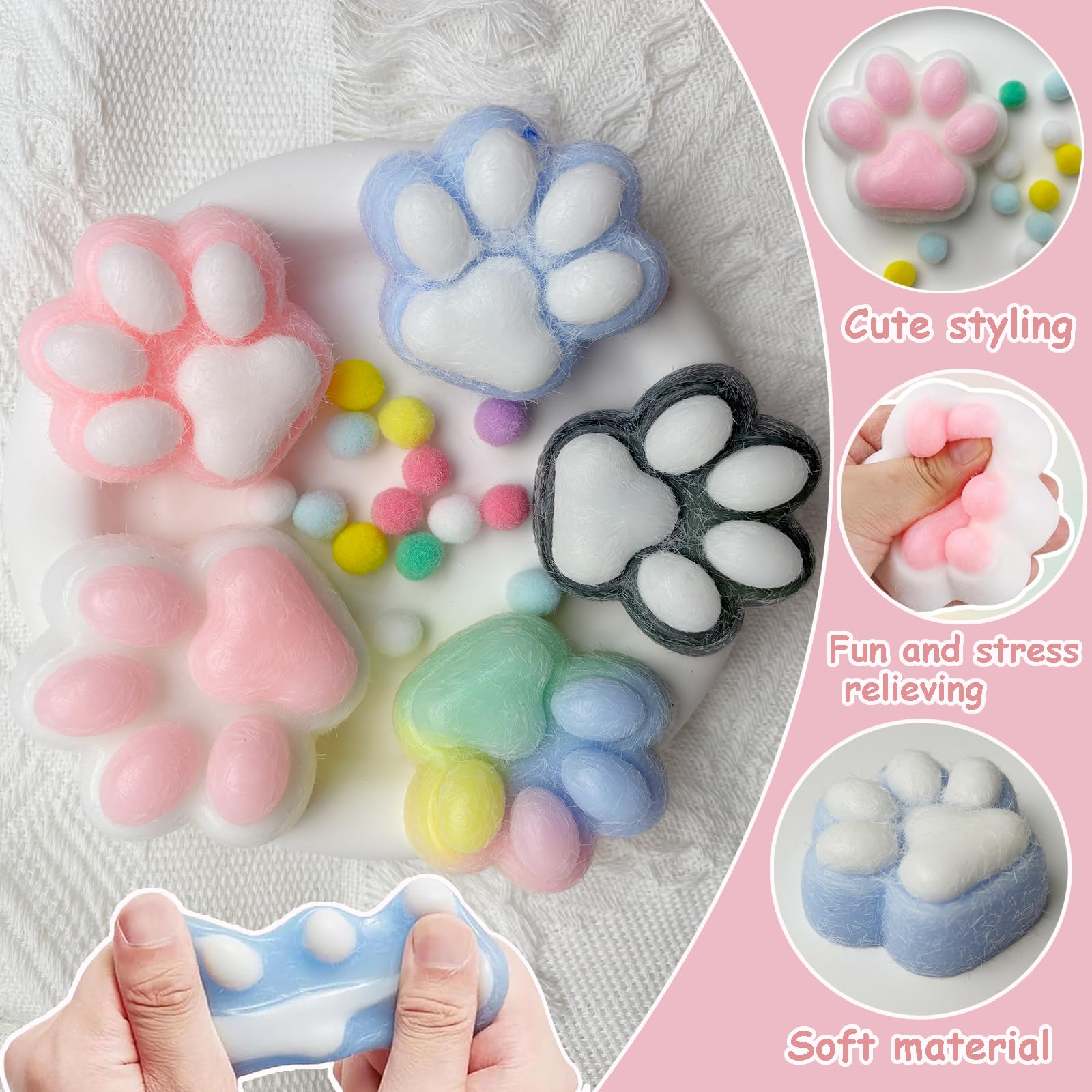 2 Stück Cat Paw Squishy Spielzeug – Anti-Stress-Knetspielzeug Für Kinder & Erwachsene