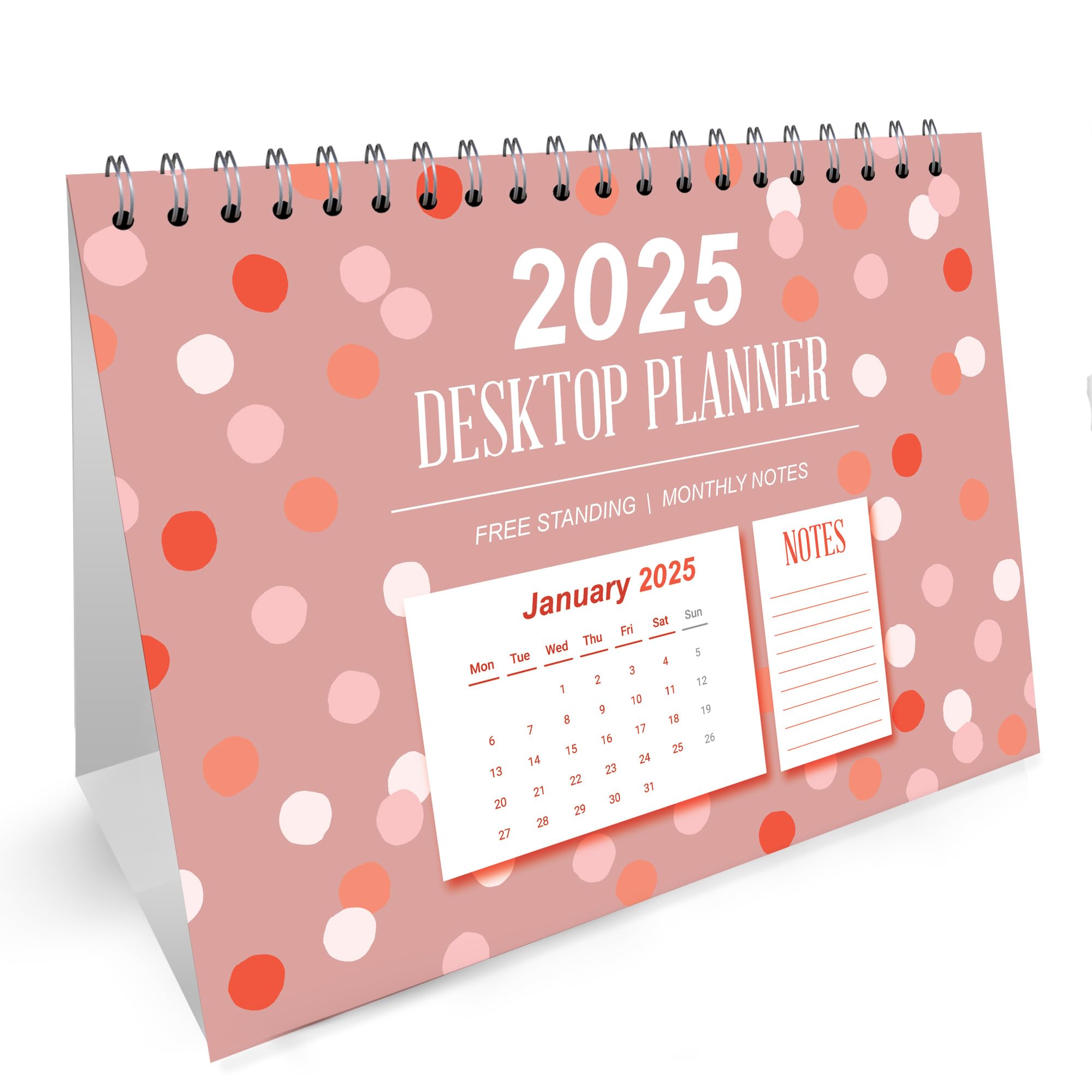 Red Ocean 2025 Month to View Flip Over Desk Top Calendar, Planner For Girls, Home Office Gift, Freestanding Academic Calender, 2025 Calendar