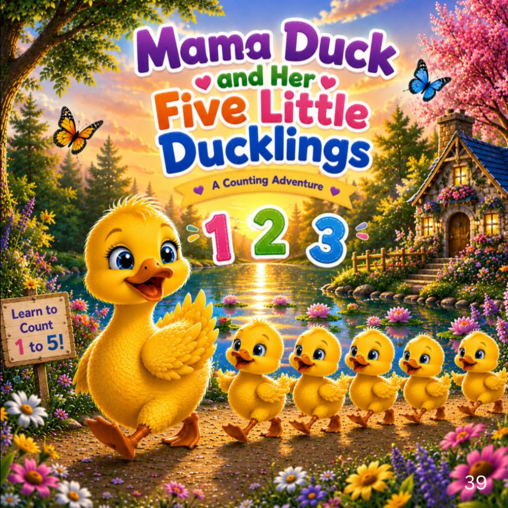 Mama Duck and Her Five Little Ducklings: A Counting Adventure For Kids 2 to 5