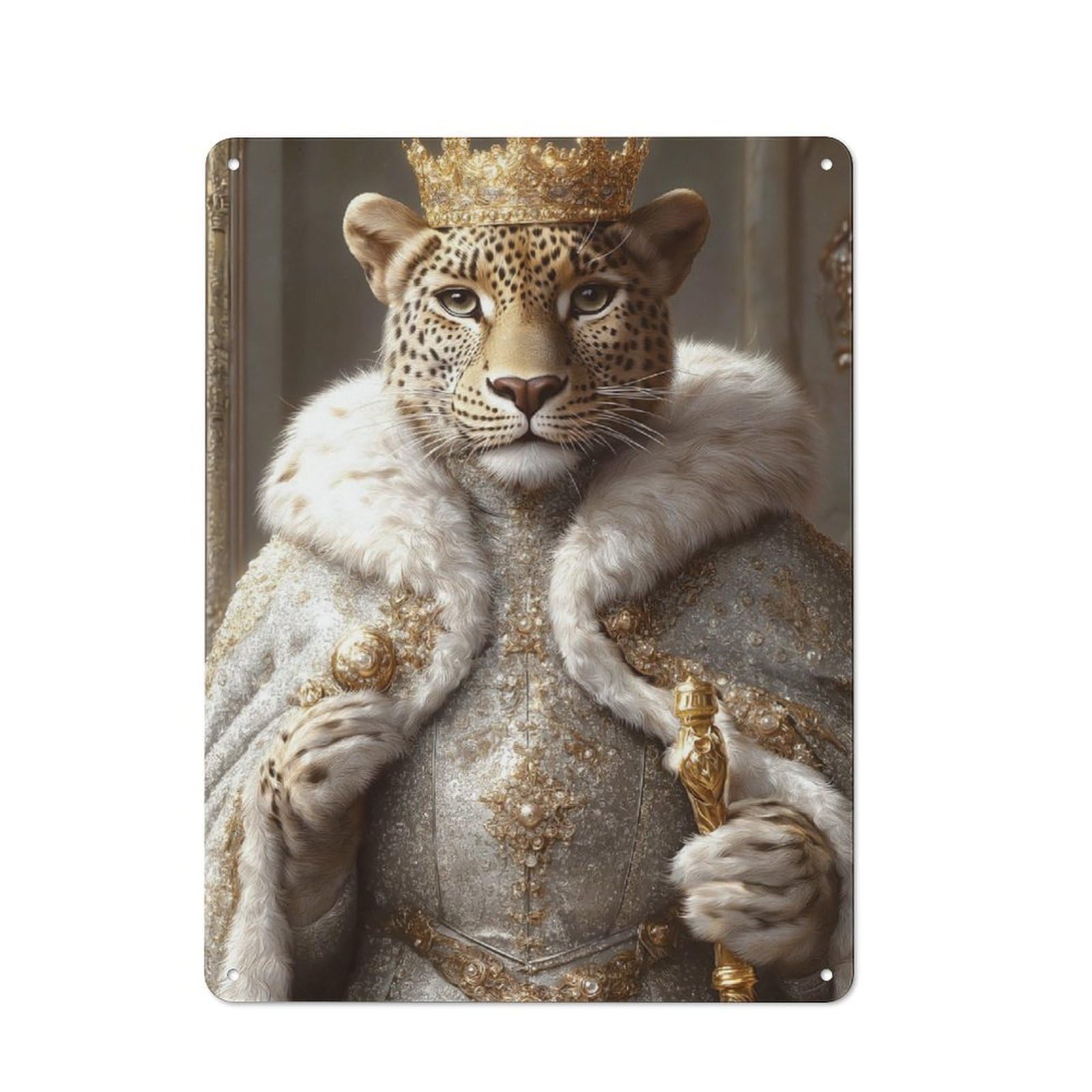 Junmoney Leopard King Tin Wall Plaque 40X30cm With For Hallway Wall, For Home Interiors, Feature Walls And Decorative Displays