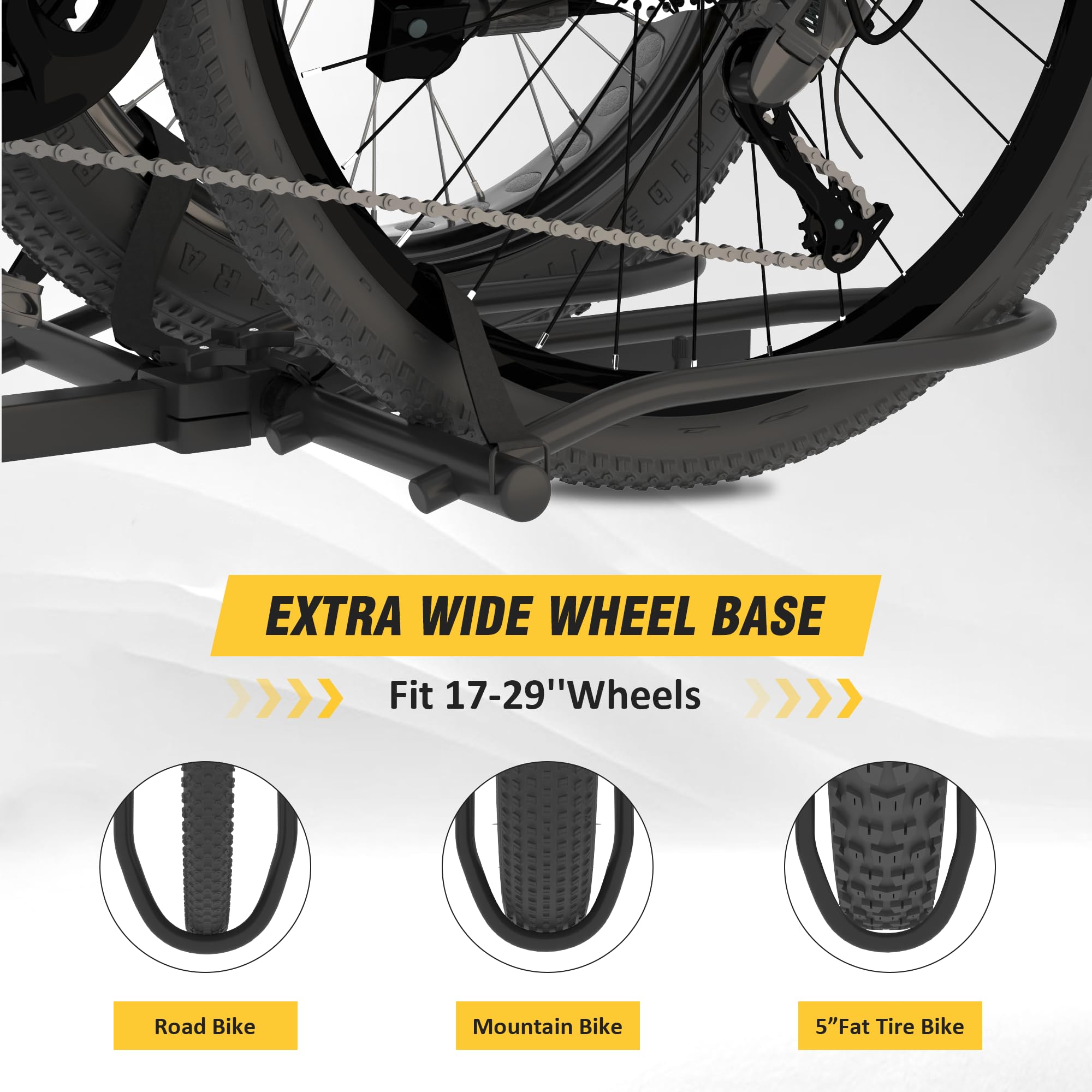 Hitch Bike Rack,Wobble Free Smart Tilting Folding Bicycle Car Racks for Standard,Fat Tire E-Bike Rack for Tow Hitch, 2-Bike 200 lbs Capacity, 2 inch Receiver