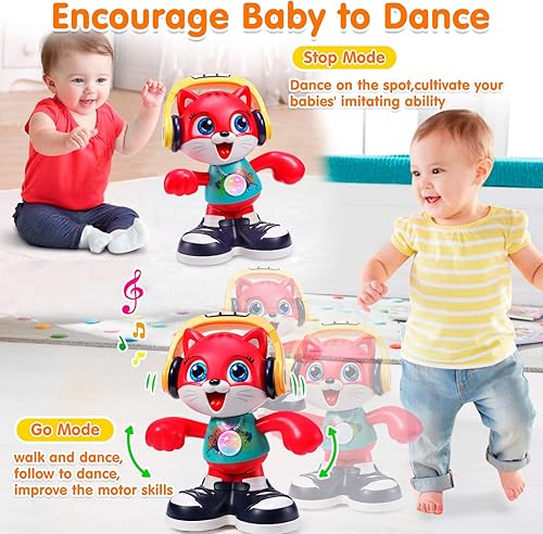 Miniatura 4 de Juguetes para bebés, gatos bailarines para bebés niños y niñas con música y grabación, juguetes educativos interactivos de aprendizaje temprano para