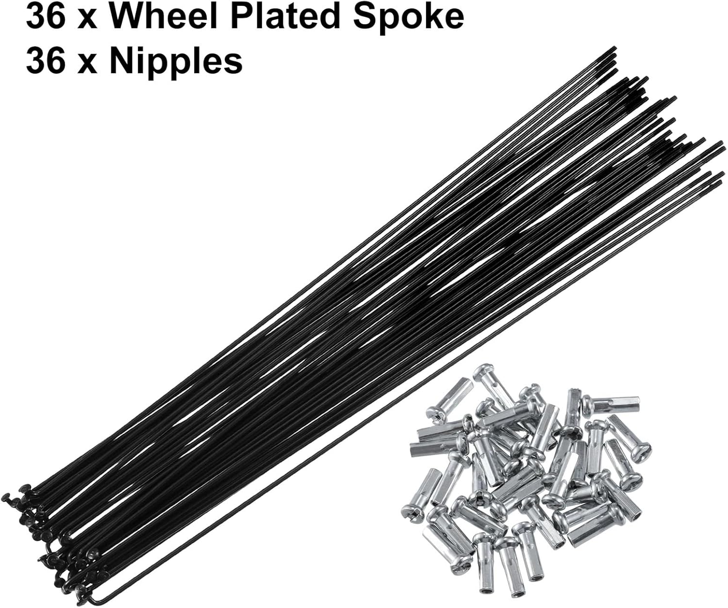14G 2.0mm J Bend Bicycles Steel Spokes 136-293mm Length with Nipples Straight Head Bike Replacement Parts Black Moutain Bike Parts Cycling