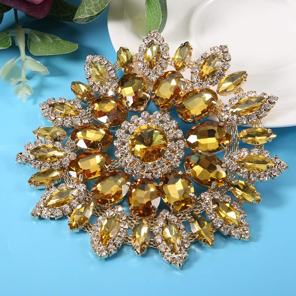 Crystal Glass Rhinestones Decoration for DIY Clothes Shoe Bag Women Accessories Crystal Glass Rhinestone Applique Decoration (Crystal Yellow Gold Base) image 2