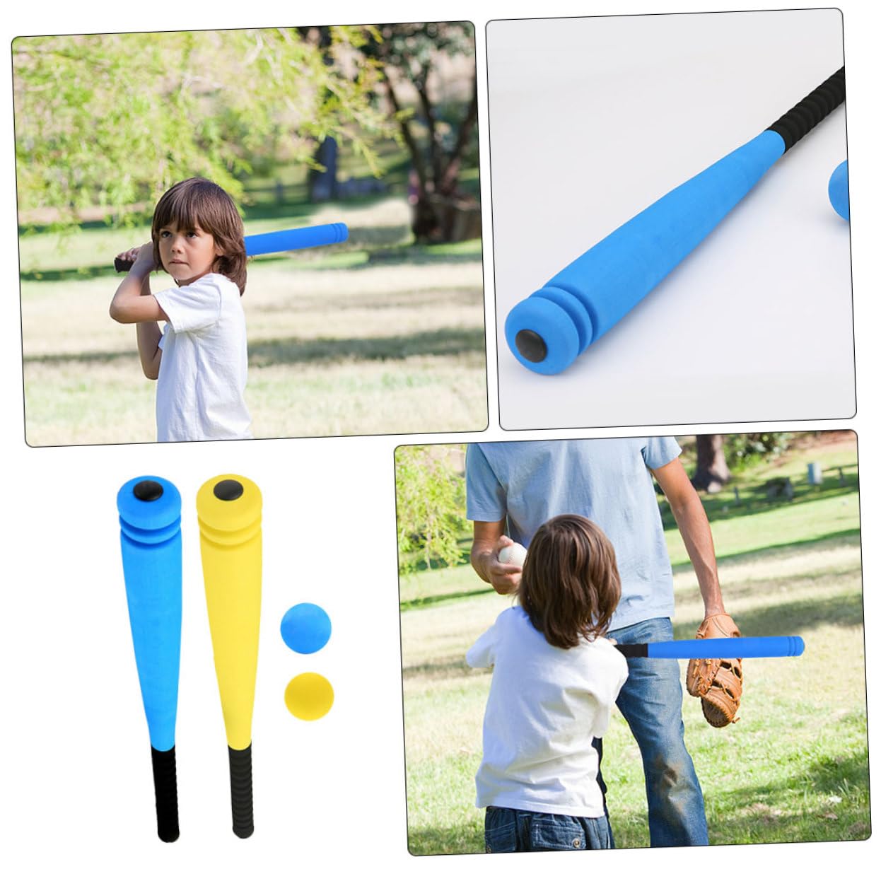 VANZACK 2 Ensembles de Batte de Baseball en Mousse pour Garçon et Filles, Batte Légère et Portable 54 CM Prise Renforcée et Rainure Ergonomique, pour Entraînement Extérieur