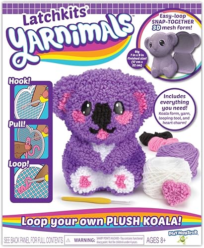 PlayMonster Yarnimals Koala  Loop Your Own Koala  Kit de manualidades  Haz tu propio juguete animal  A partir de 8 años