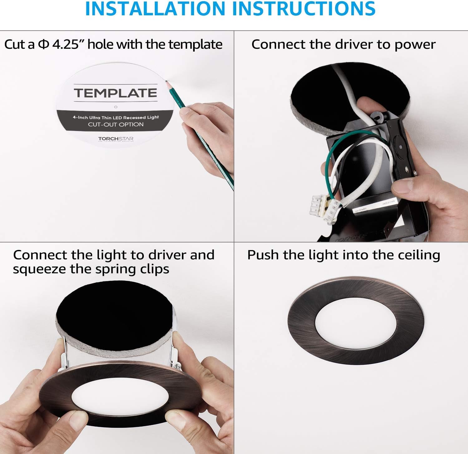 Greatest Product TORCHSTAR E-Lite Series 4 Inch Ultra Thin LED Recessed Lights with J-Box, Slim Panel Downlight, 10.5W CRI90+, 10%-100% Dimmable, Oil Rubbed Bronze, 2700K Soft White, ETL & Energy Star, Pack of 6 Weekly Top Sale TORCHSTAR E-Lite Series 4 Inch Ultra Thin LED Recessed Lights with J-Box, Slim Panel Downlight, 10.5W CRI90+, 10%-100% Dimmable, Oil Rubbed Bronze, 2700K Soft White, ETL & Energy Star, Pack of 6