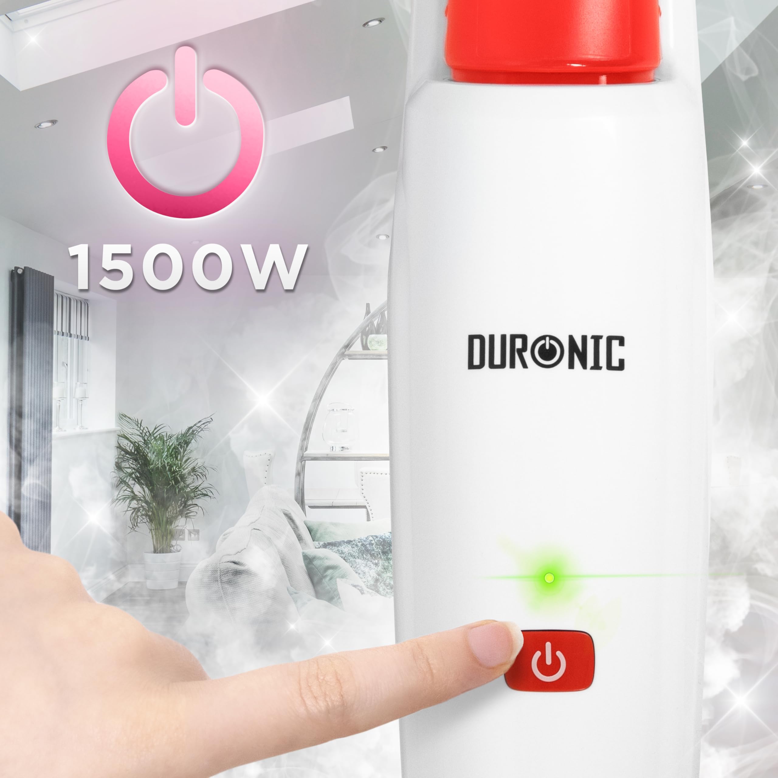 Duronic STM15 WE Scopa a Vapore 1050W, Lavapavimenti Senza Detergenti, Pulitore a Vapore per Pavimenti e Tappeti, Serbatoio 500 ml, Igienizza ed Elimina Batteri, Cavo 7 m, Bianco