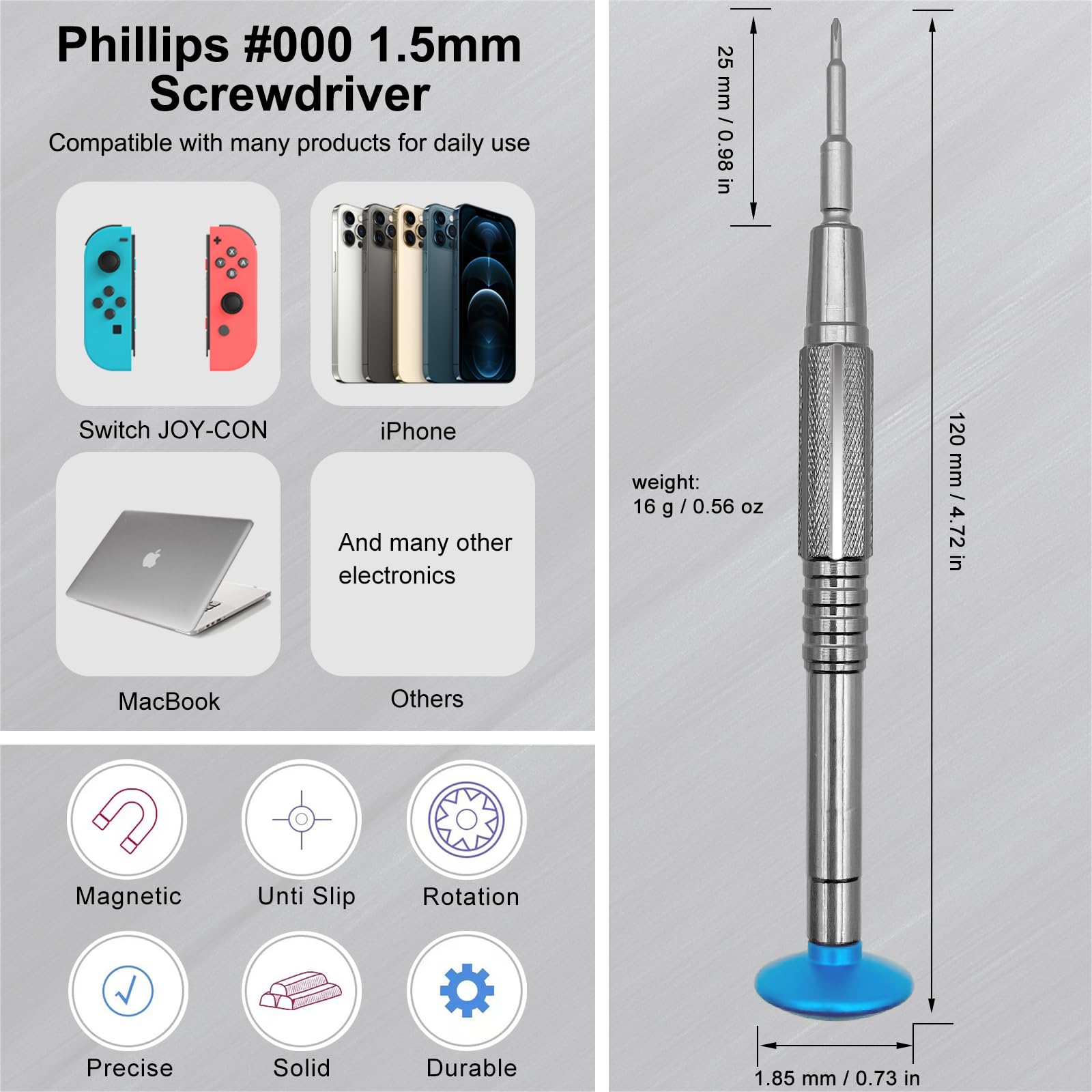 Small Phillips Screwdriver 1.5mm #000 PH000, Compatible with