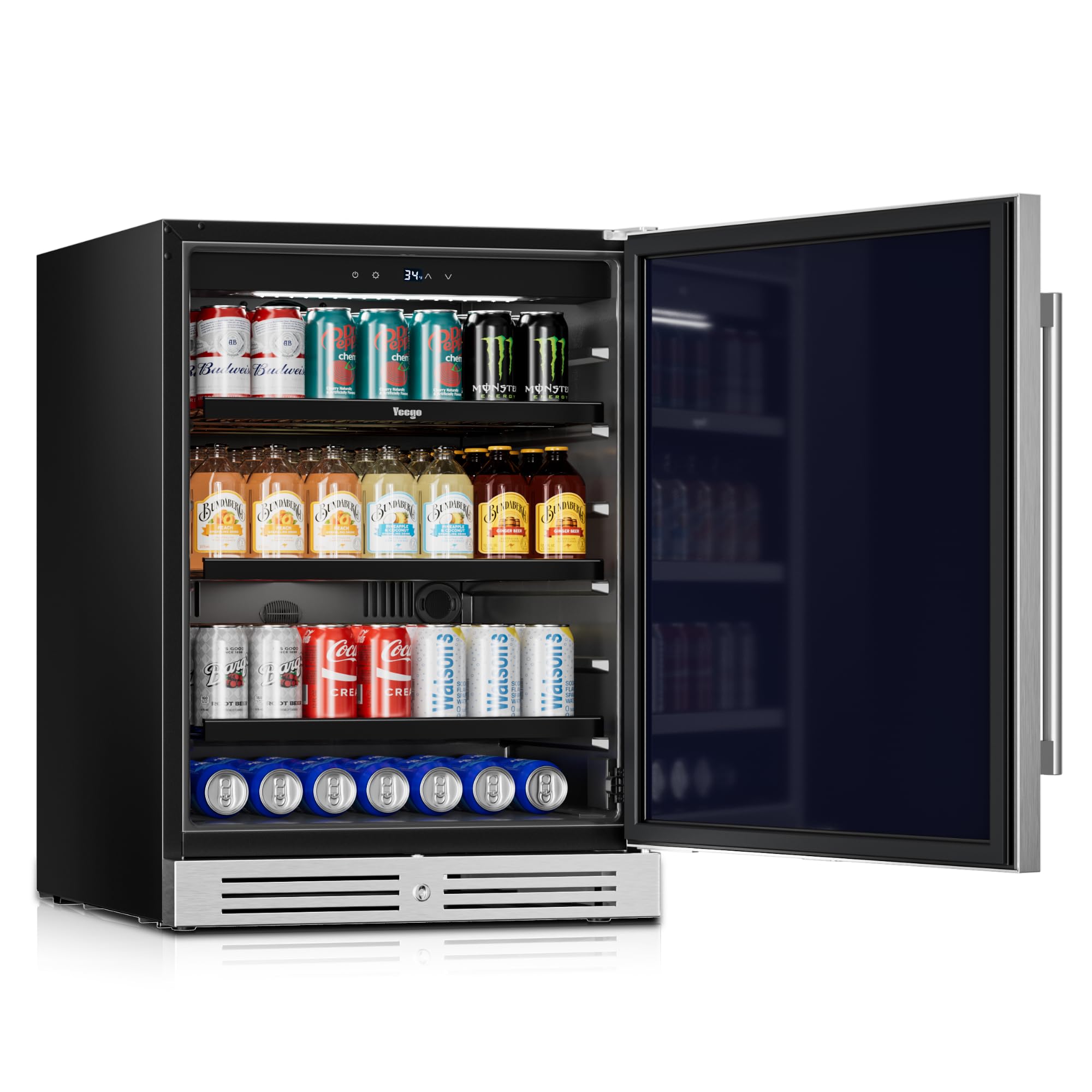 YEEGO 24 Inch Beverage Refrigerator, Up To 160 Cans, Beverage Cooler With Lock, Auto Defrost, Digital Temperature Control, Stainless Steel For Indoor & Covered Outdoor Use, Built-In Or Freestanding on Fridge.com - View 2