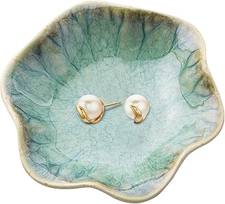 Jewelry Dish Gifts for Women Her Leaf Jewelry Plate Trinket Key Tray Small Ring Dish Holder Nightstand Decor Home Decor Christmas Birthday Friendship Gift For Friend Girl Colleague(Crystal green)