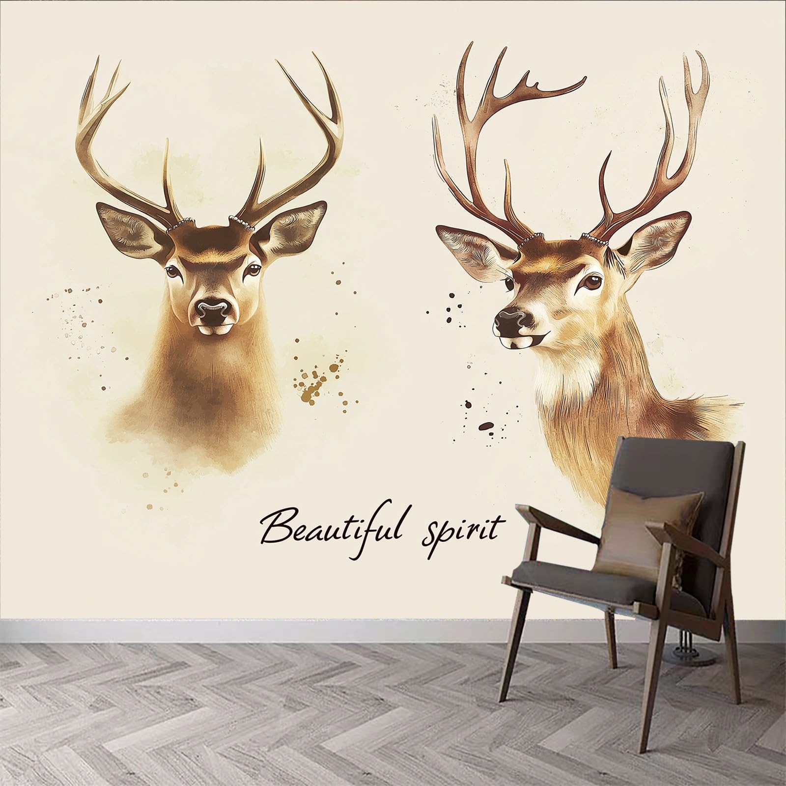 Photo Murale Cerf Animal de Bande Dessinée Papier Peint, pour Salon et Chambre Animaux de Bande Dessinée Murales, Fresque Home Decor 250 x 175 cm (L x H) Peinture Murale Fond d'écran d'affiche
