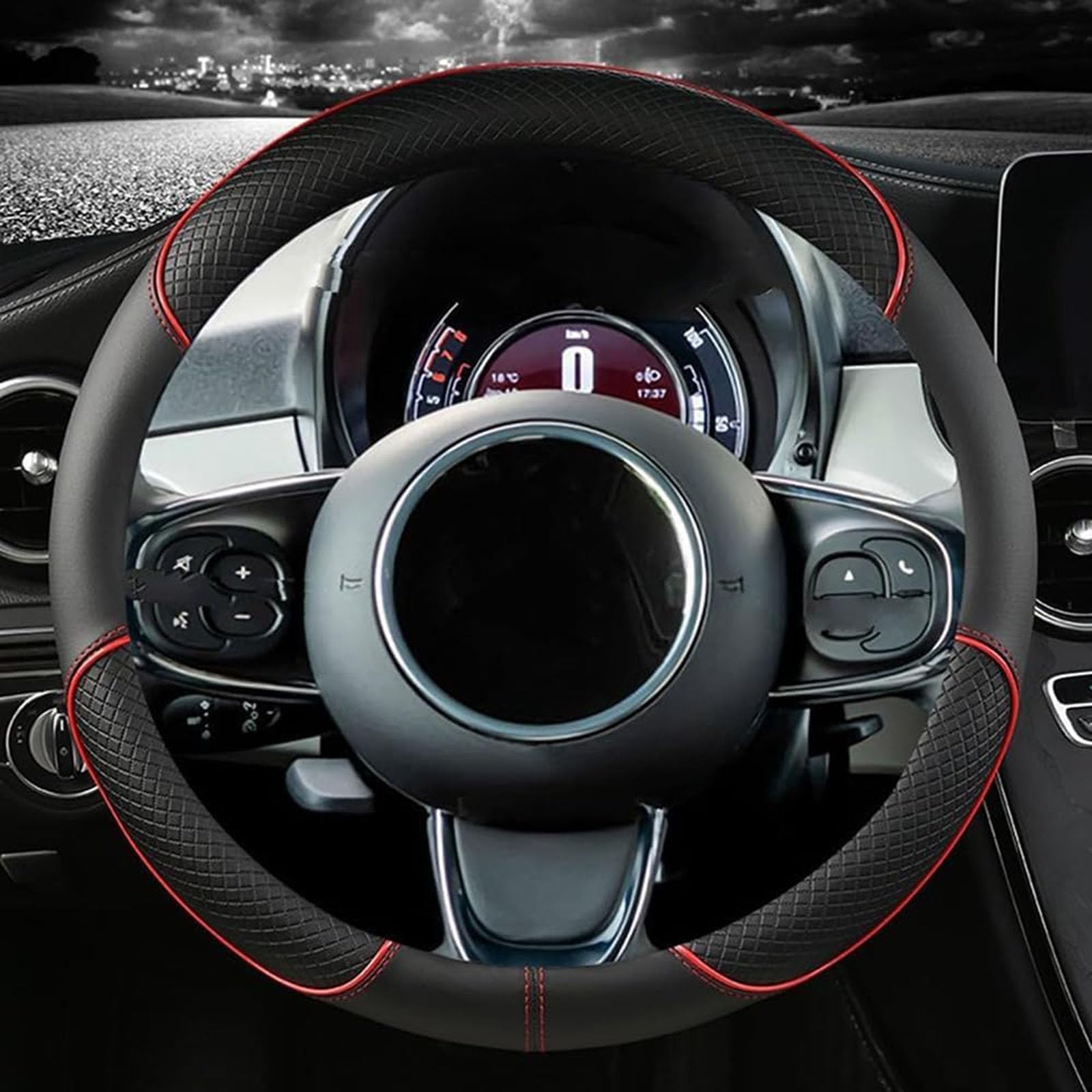 JABBNGD Steering Wheel Cover, for Dodge Avenger/Caliber Car Steering Wheel Protector Anti-Slip Breathable Ergonomic Design Wear Resistant,A
