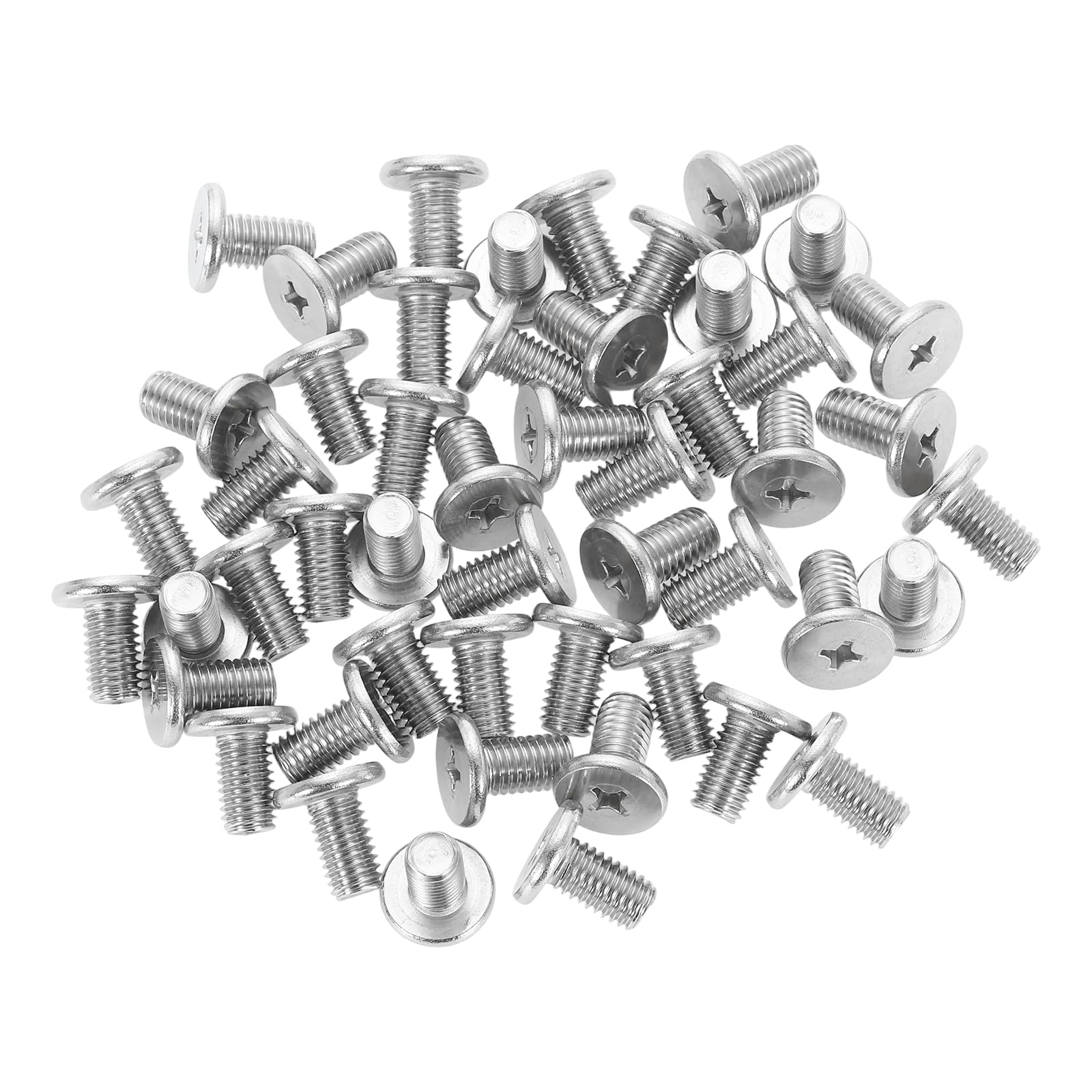 sourcing map M8-1.25 x 14mm 100Pcs Flat Round Head Screws 304 Stainless Steel Phillips Drive Machine Screws Hardware Fastener for Furniture Connection — image 1