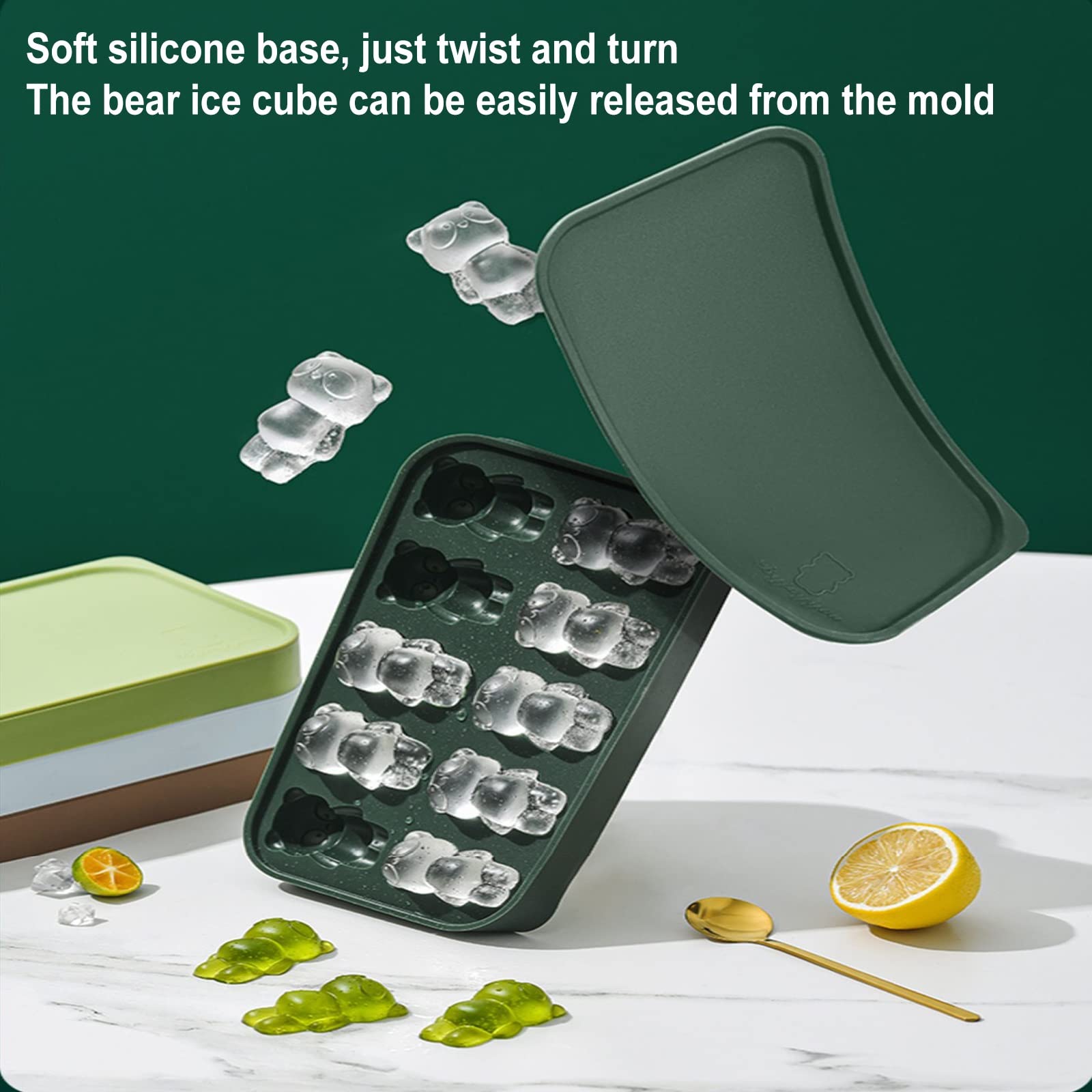 Moldes De Cubitos De Hielo, Bandejas De Hielo Apilables Flexibles Molde De Cubitos De Hielo De Silicona Con Tapa Fabricante De Cubitos De Hielo De Fácil Liberación For Cóctel De Bebidas ( Color : Blue