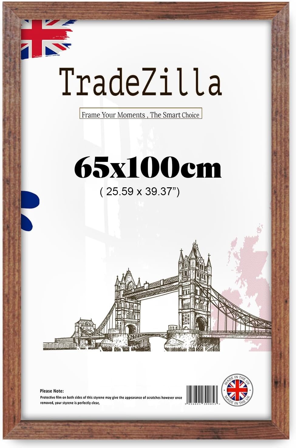 TradeZilla 65x100 CM MDF Poster Frame | Premium Eton Wood Finish | Elegant Wall Frame for Art, Prints & Photographs - (Rustic)