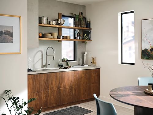 Vista 107 de Moen 7565EVBL Align Smart Grifo de cocina con rociador desplegable sin contacto con control por voz y Power Boost, color negro mate