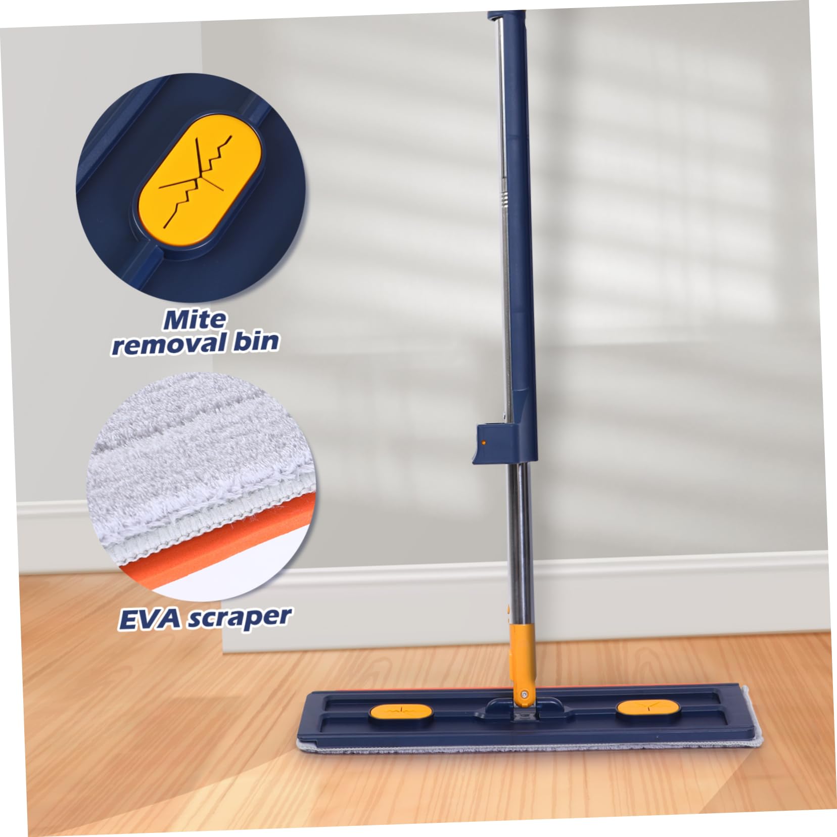 Ipetboom Mopa Plana 6 Almohadillas, Fregona Sin Lavar, Microfibra Absorbente Azul, Herramienta De Limpieza Doméstica, para Suelos y Baños, Adecuado para Fregar y Limpiar Polvo Casa