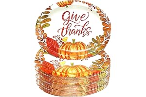 25 Count Oval Thanksgiving Plates 12" X 10" Heavy Duty Thanksgiving Paper Plates