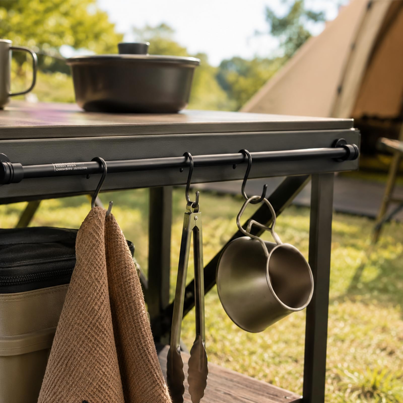 Magnetische Gardinenstangen, Hängestange mit 2 Magnet Haken | Metall Tür Handtuchhalter Kühlschrank Outdoor Camping Tisch Stange Aufhänger Küchenherd Backofen Geschirrspüler Waschmaschine