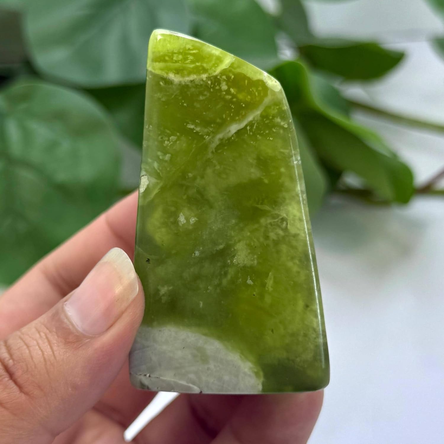Polished Green Jade Freeform Stone, Natural Freeform, Healing Gemstone Decor