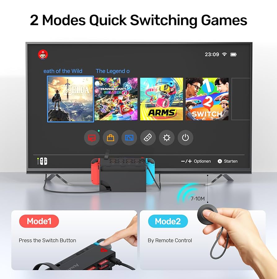 Nintendo Switch - ahmury Alxum 8-in-1 Nintendo Switch Game Card Switcher with Remote