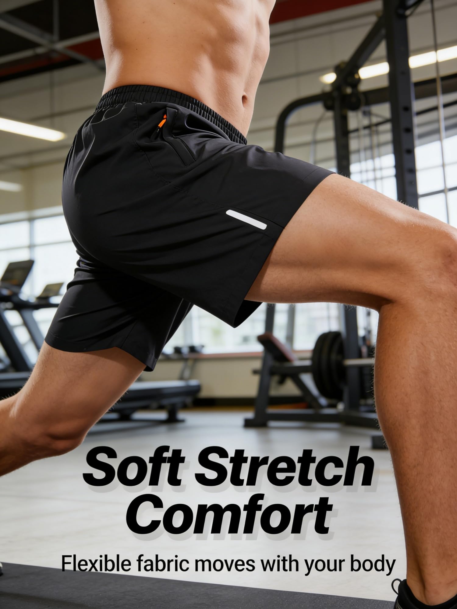Pantalones cortos de verano de secado rápido para hombre, pantalones cortos deportivos ligeros y transpirables de 5 pulgadas con cintura elástica, pantalones cortos casuales para playa, correr — view 4