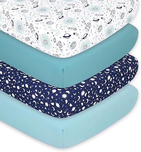 The Peanutshell Sábanas de cuna, neutrales, juego de sábanas ajustables para cama de bebé, colchón de cuna de tamaño estándar, 52 x 28 pulgadas,