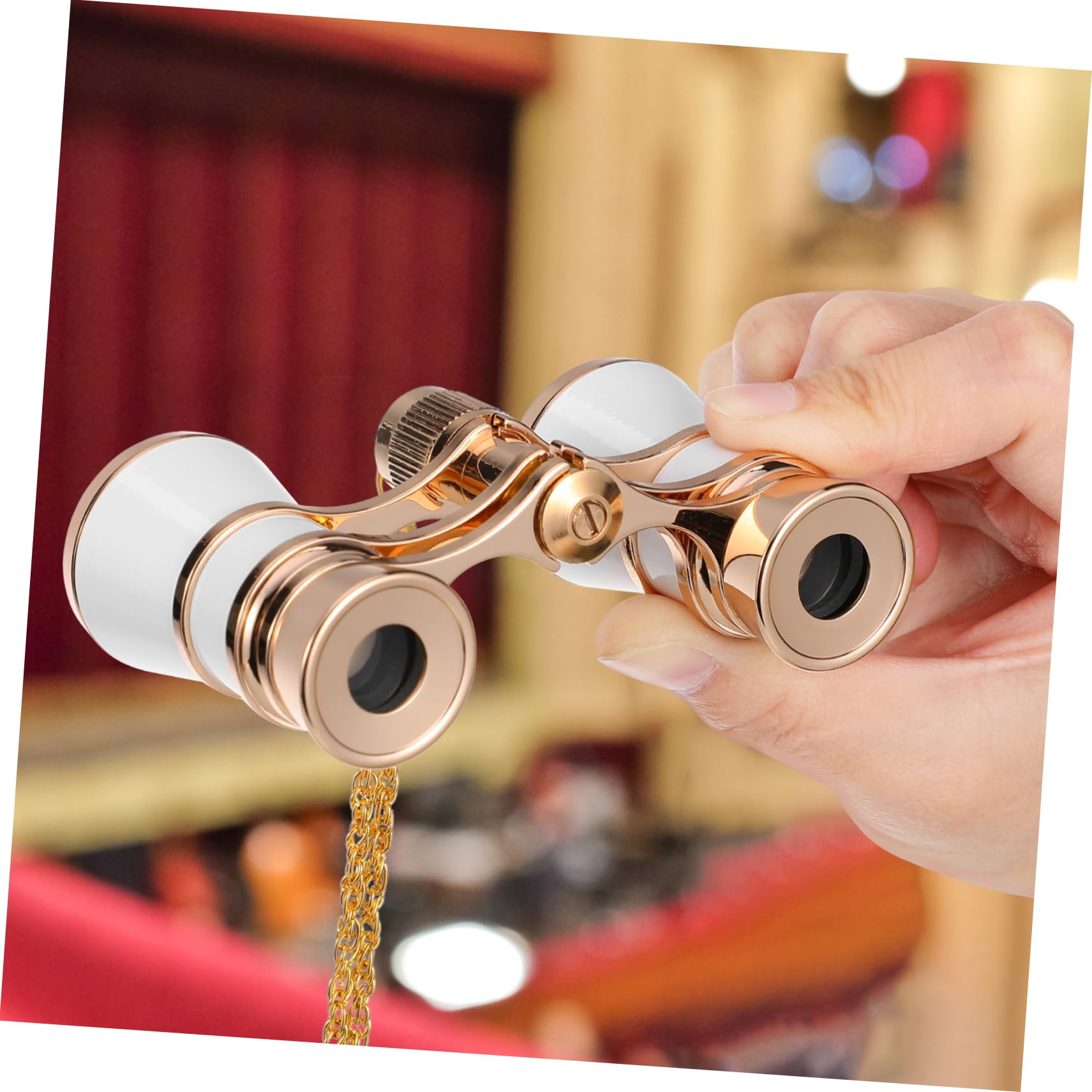 Binocolo Vintage 3x in Lega di Alluminio con Catena | Custodia Inclusa, Stile Classico Elegante, Leggero e Resistente per Sale di Spettacolo e Opere