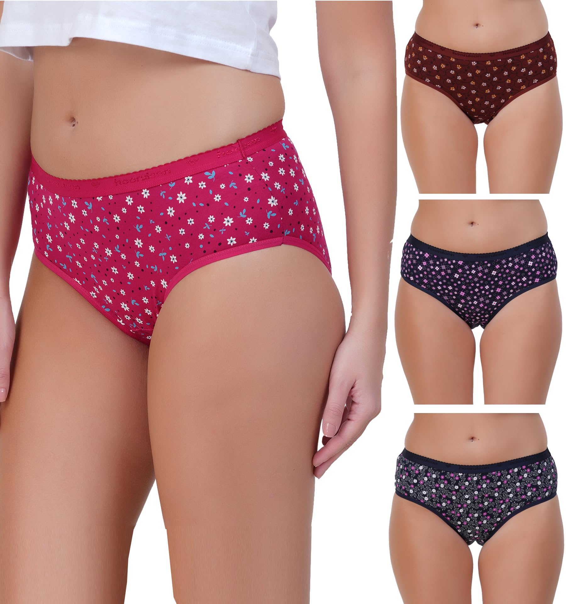 essa Myna Women's Briefs | Full Coverage |100% Cotton, Hosiery, Mid Waist | Outer Elastic Waistband | Breathable, Underwear, Innerwear | Panties | Floral Printed | Multicolor | Pack of 4-picture-13