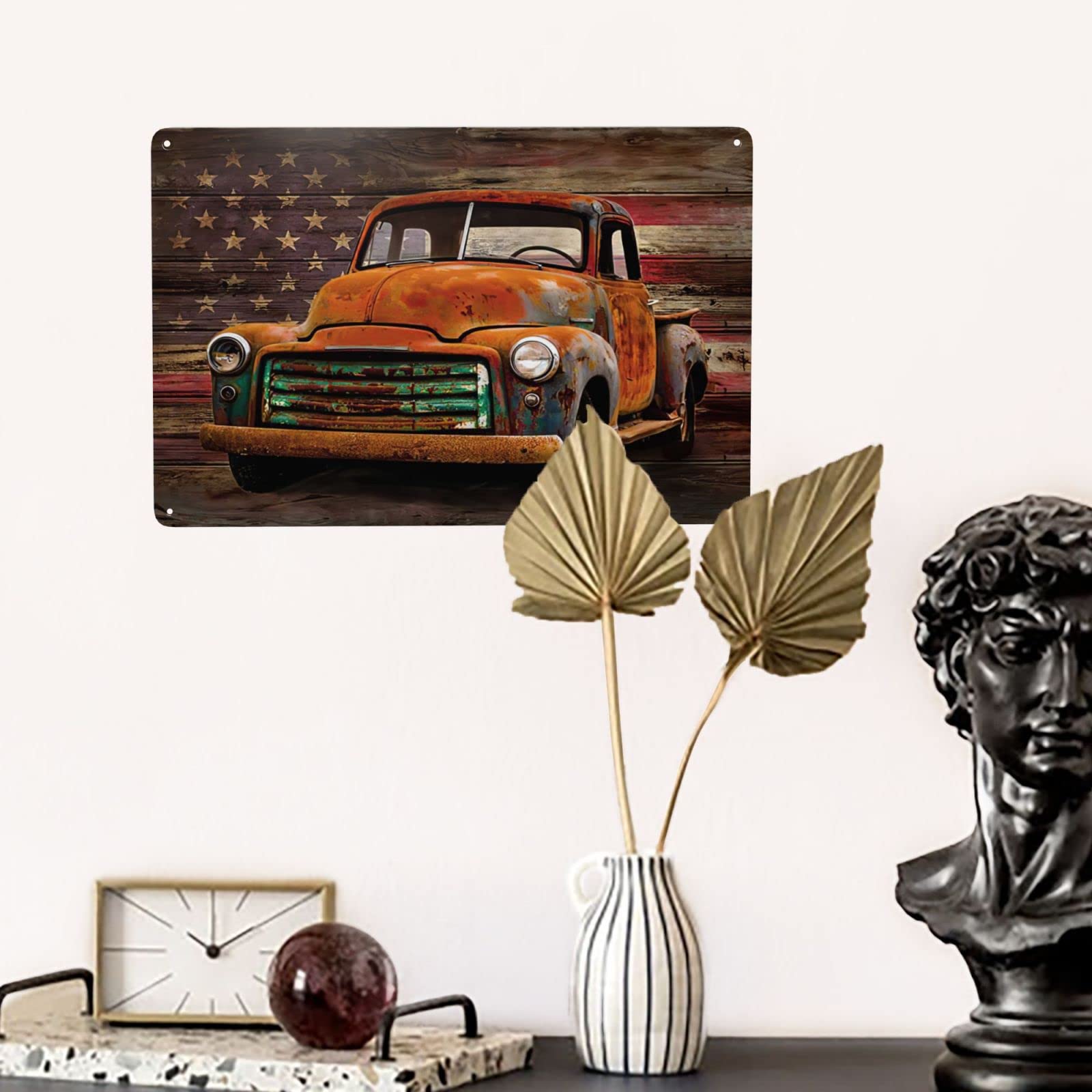 Vintage Metall-Blechschild Mit Weißkopfseeadler & US-Flagge – 30,5 X 20,3 Cm, Wanddekoration Für Bar, Garage, Wohnzimmer
