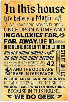 8x12 IN Metal Tin Sign In This House We Believe In Magic, We Do Geek Poster Wall Art On Birthday, Christmas Wall Decoration Bar Pub Family Cafe Signs Best Gifts