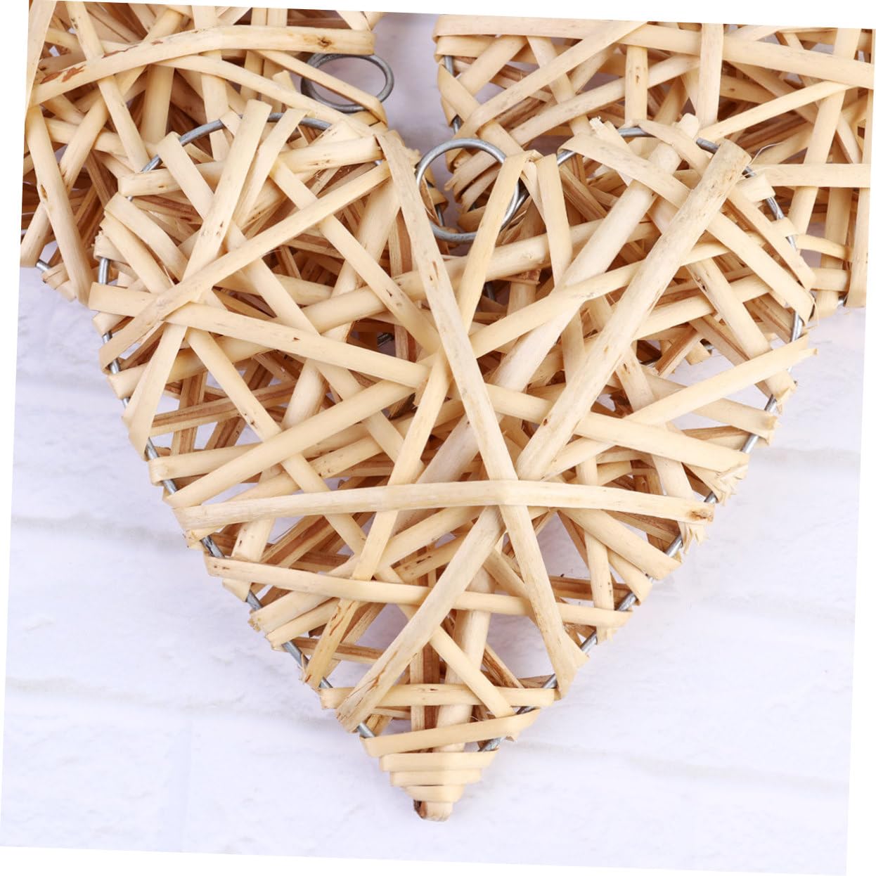 Ciieeo 2 Juegos De Colgantes De Corazón De Ratán Tejido Grandes Corazones Decorativos para El Hogar Fiestas Y Salas De Estar (4 Unidades)