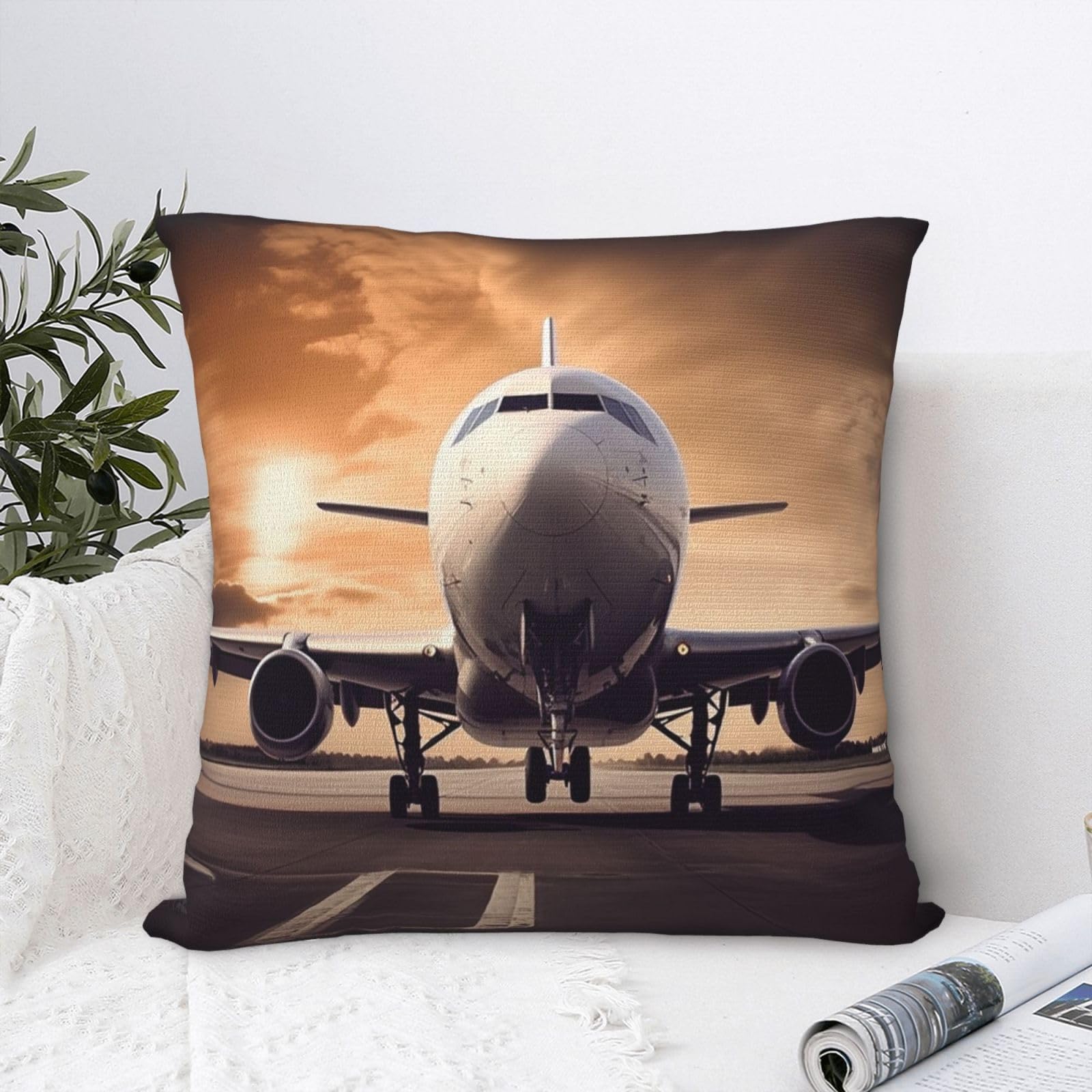 FodPand Luxury Velvet Throw Pillow Covers 24"x24" Super Soft Decorative Pillow Cases - Airplane Pillowcases Modern Lumbar Cushion Cases for Couch Sofa Bed Pillow Shams