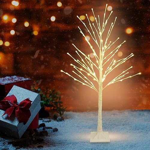 Miniatura 5 de Árbol de abedul iluminado blanco cálido de 4 pies con 160 luces LED para el hogar, boda, festival, fiesta, decoración de Navidad