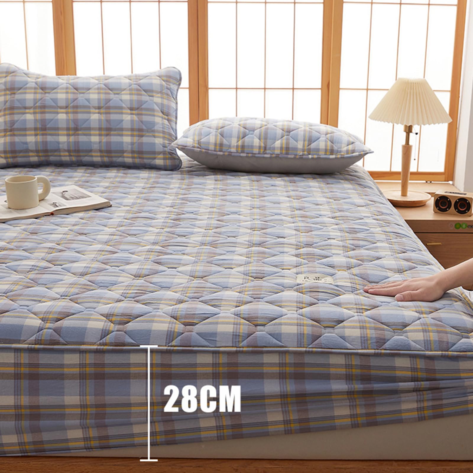 Protège-Matelas 180x200,Drap-Housse Housse de Matelas matelassée épaisse Coussin de Protection de lit pour Enfants Adultes
