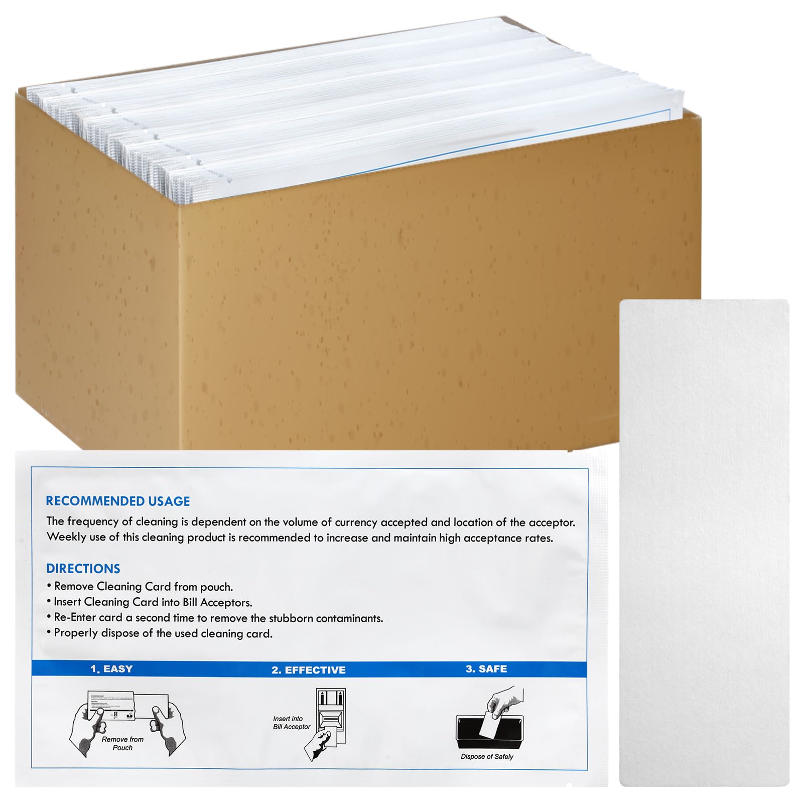 Heigble 15 Pcs 2.5" x 7.5" Presaturated Bill Validator Cleaning Cards Compatible with All Bill Validators, Readers and Currency Counters