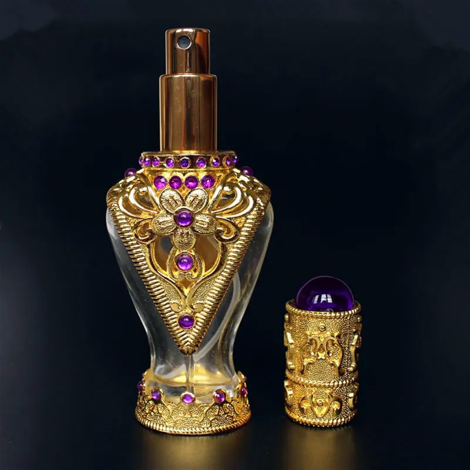 Antyczna butelka na perfumy, 50 ml zabytkowe metalowe butelki na perfumy, pusta szklana butelka z kroplomierzem, ręcznie robiona, prezent na święta