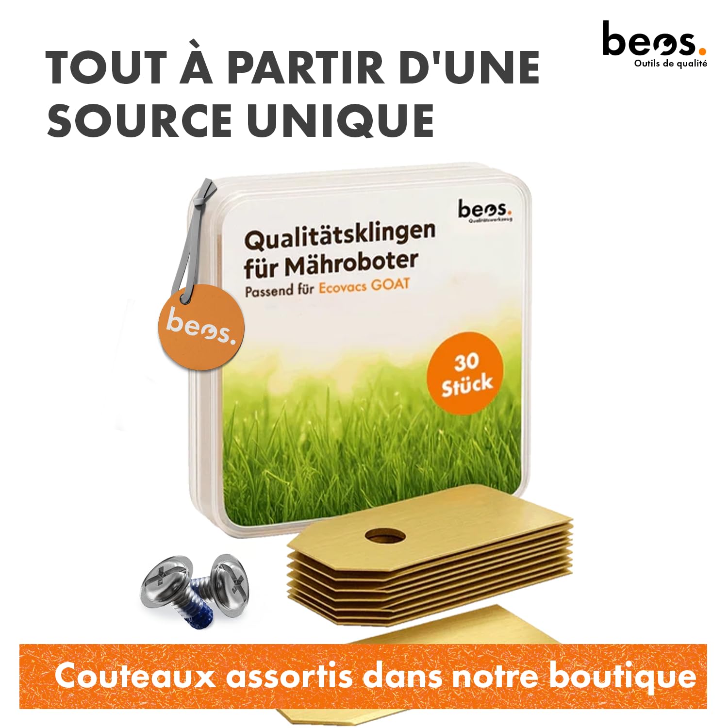 BEOS 2x Disques de coupe pour 5x lames - Pour Ecovacs GOAT A1600 & A3000