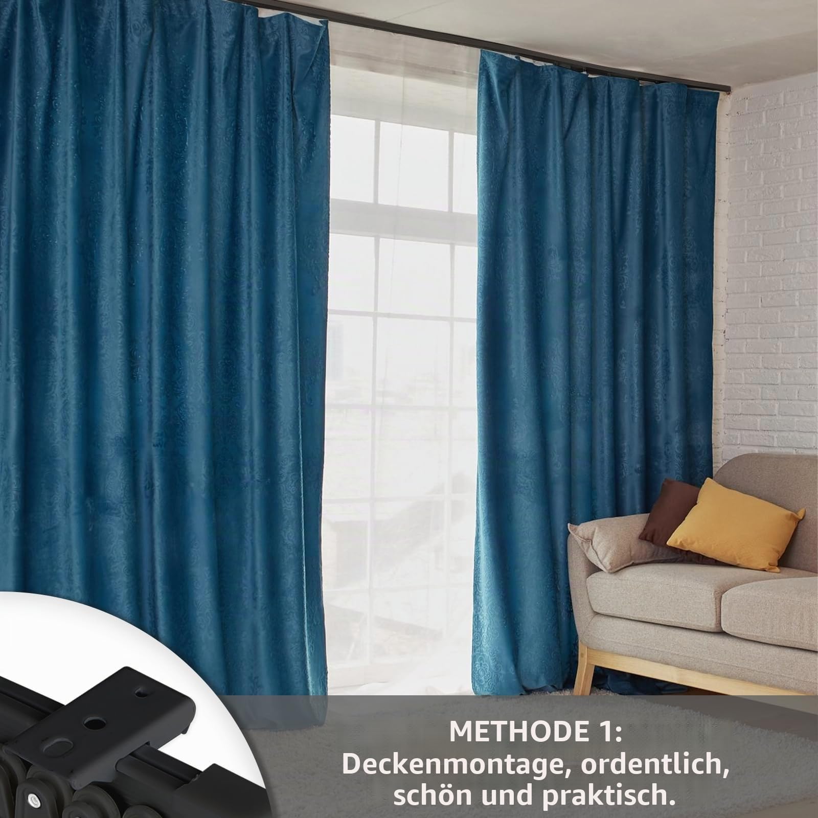 EFUTURETIME Flexible Vorhangschiene 10m Gardinenschiene 1-Läufig Schwarz | Wandmontage und Deckenmontage, aus ABS, für Gardinenaufhängung, Raumteiler, Wohnmobil, Balkone, Büros und Hotels