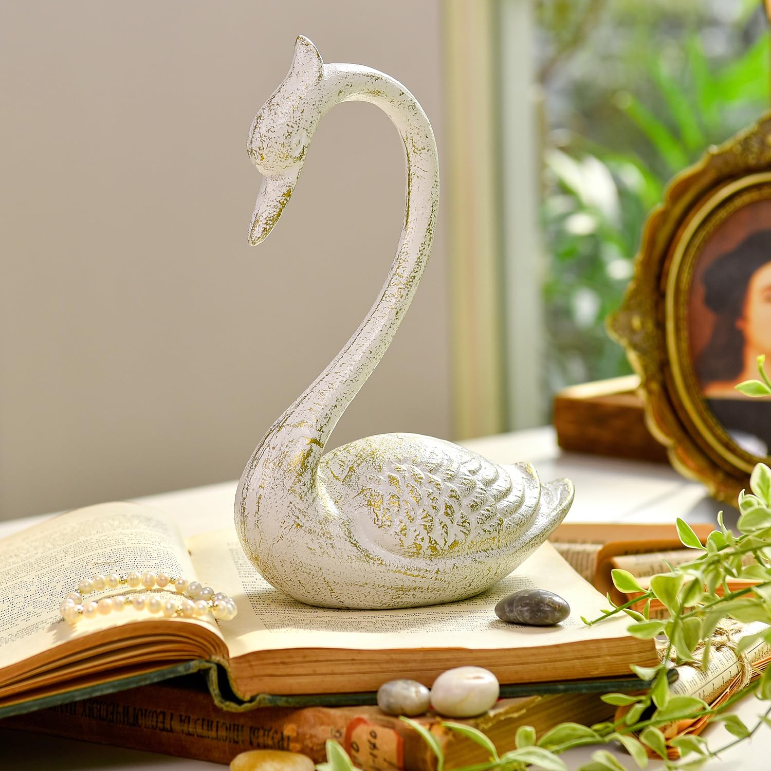 Sungmor Cast Iron Swan Garden Statue