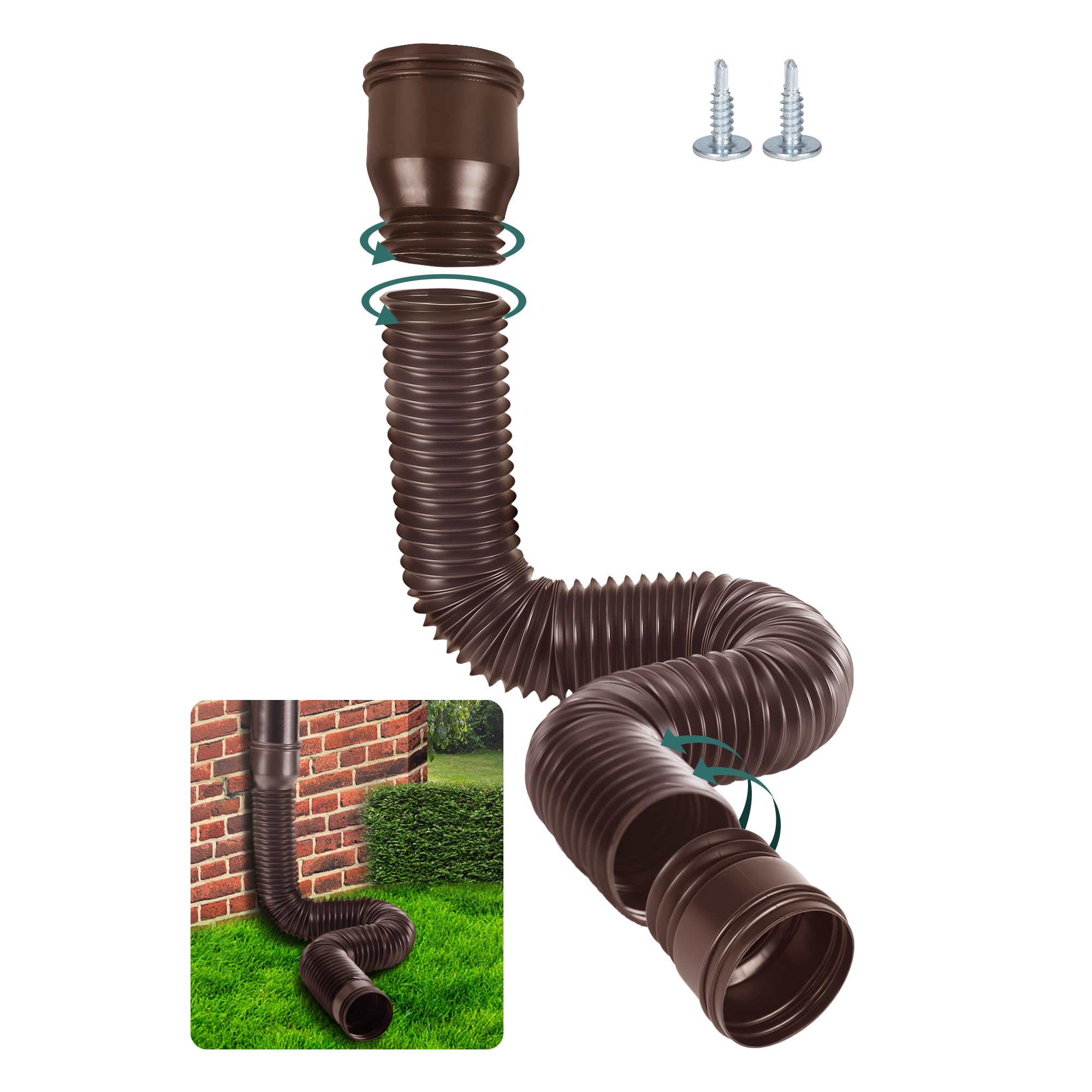 BKITC Gutter Flexible Downpipe Extension, Round Extension for Downpipe 80/100 mm, Rain Gutter Downpipe Drain Extension Set