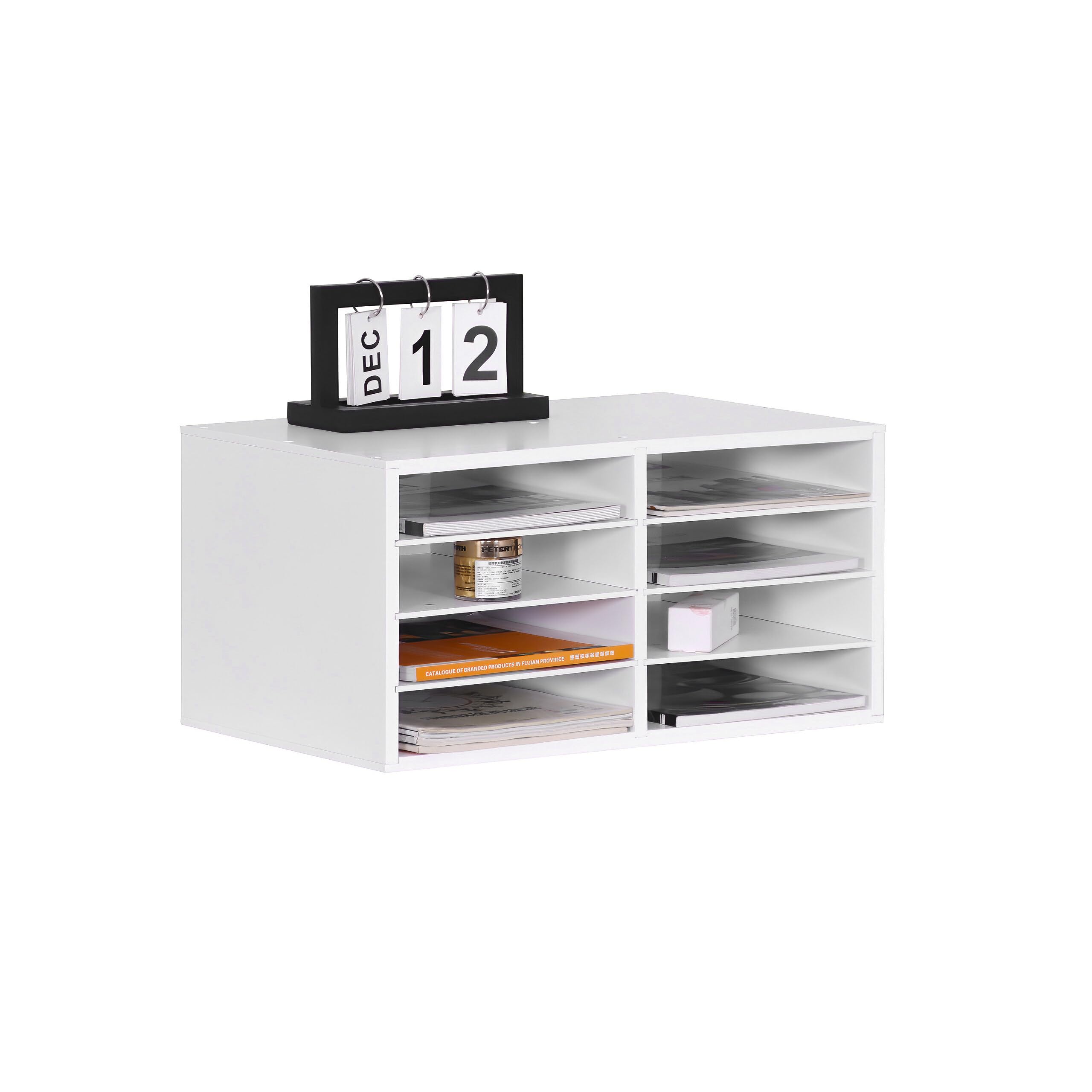 Relaxdays Portadocumenti in bambù, DIN A4, 8 Scomparti, Ufficio e Home Office, 25x49x31 cm